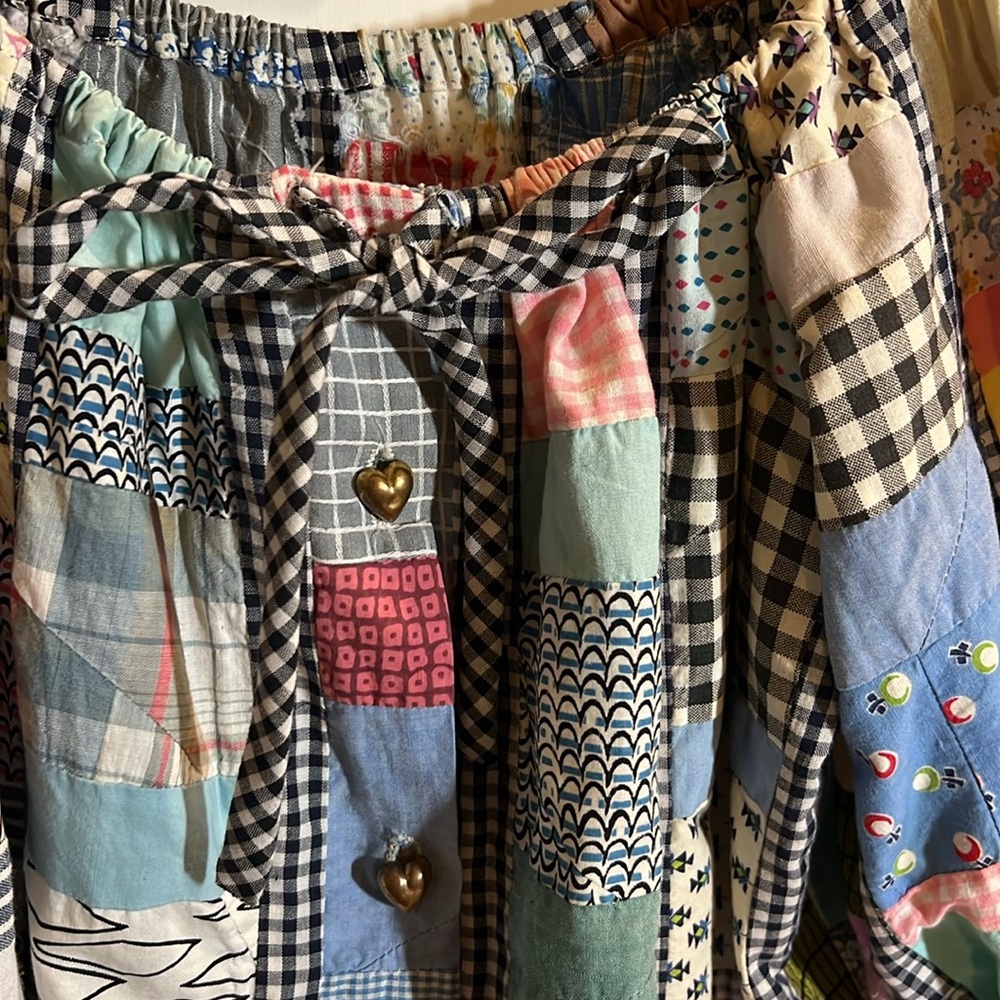 Patchwork Blouse Vintage Heart Button Handmade - image 2